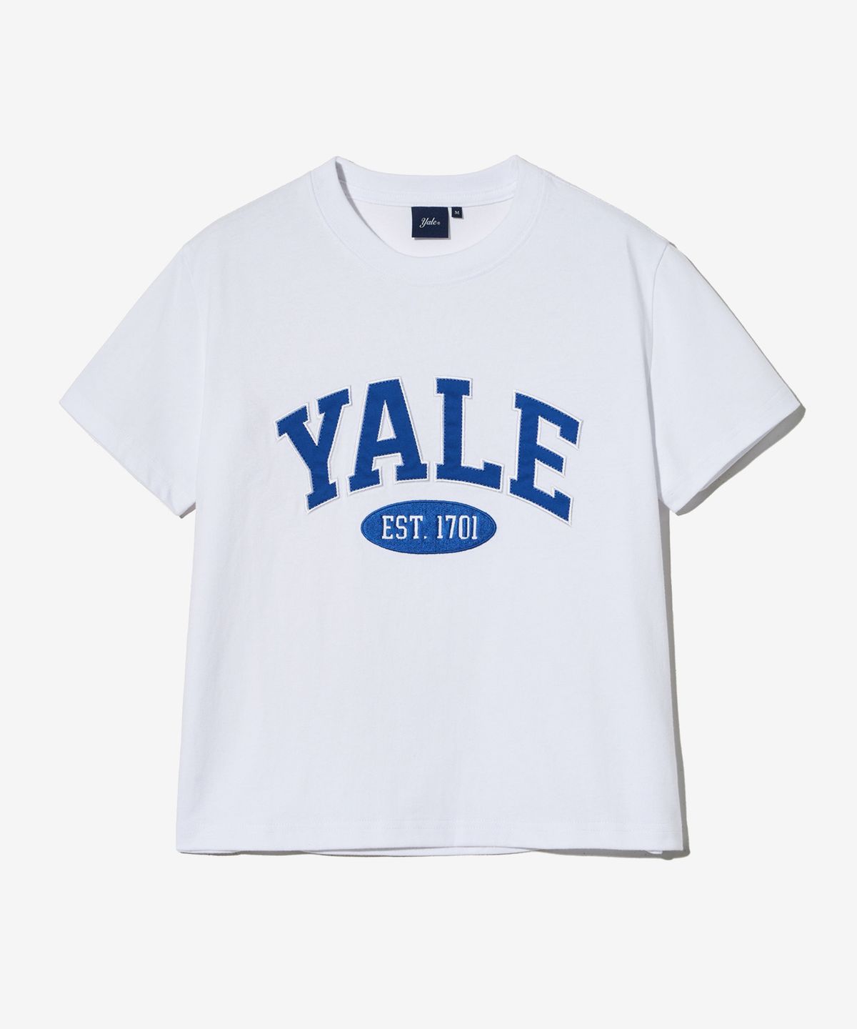 예일(YALE) 우먼즈 투톤아치 크롭 반팔티셔츠 화이트