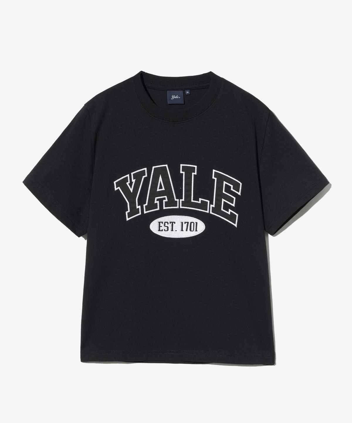 예일(YALE) 우먼즈 투톤아치 크롭 반팔티셔츠 블랙