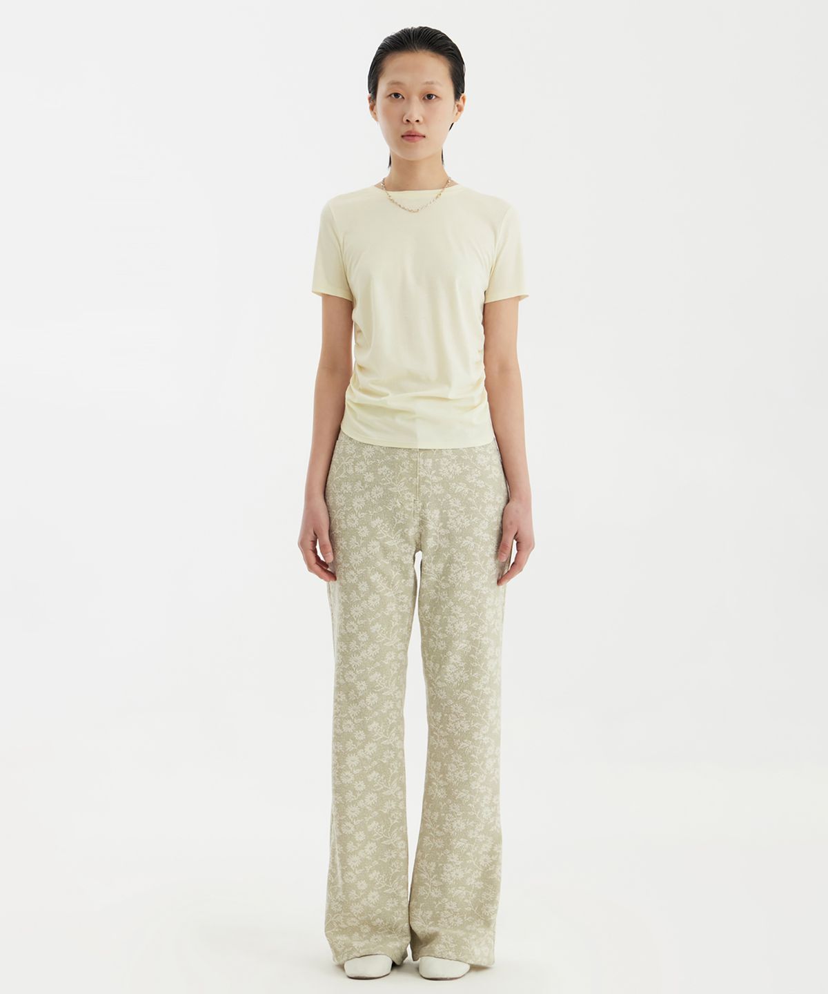 유스(YOUTH) Shirring H/S T-Shirt - Lemon