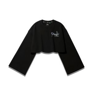 DAUB 여성 벨라인 크롭 맨투맨 블랙