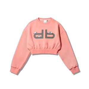 DAUB 여성 그래픽 크롭 맨투맨 핑크