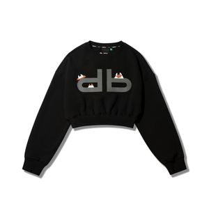 DAUB 여성 그래픽 크롭 맨투맨 블랙