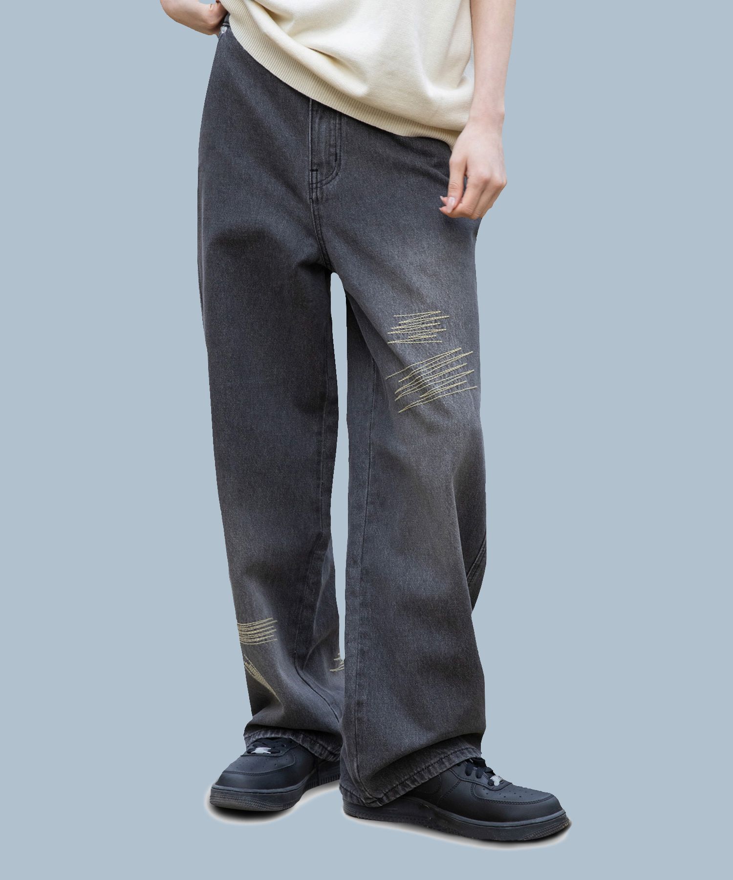 パンツ XTONZ XP220 Slash Washing Stitch Denim Pants BLACK XP220BK XTONZ XP220 Slash Washing Stitch Denim Pants BLUE XP220BL