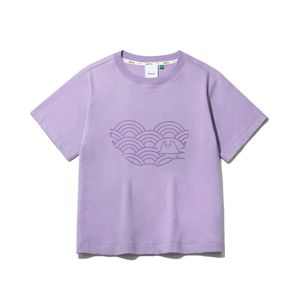 DAUB 여성 톤온 톤웨이브 티셔츠 퍼플