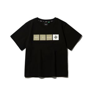 DAUB 여성 스퀘어 그래픽 티셔츠 블랙