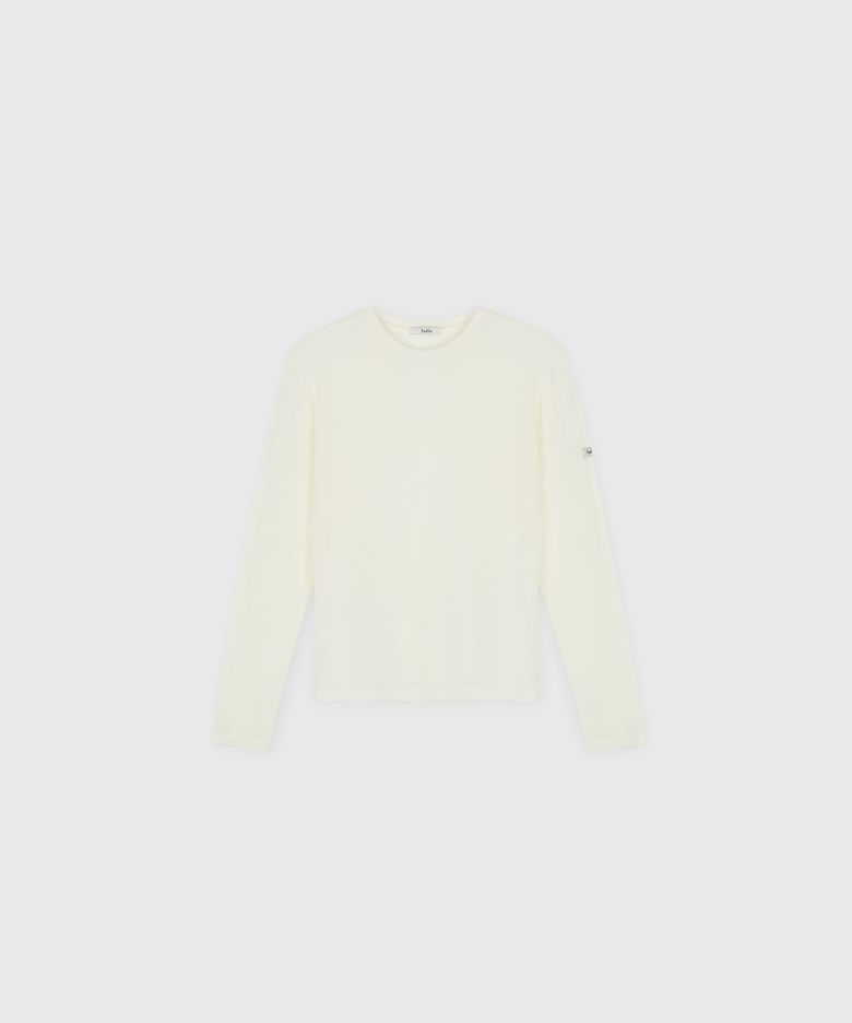 CLEAR JERSEY LONG SLEEVE TOP CREAM WHITE