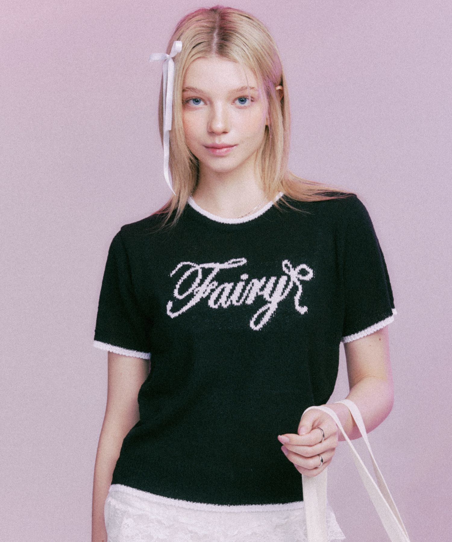 ◆24SS MOON FAIRY MF RIRE RIBBON Tシャツ◆ ◇24SS MOON FAIRY MF LINE RIBBON TEE/2色◇ (Tシャツ
