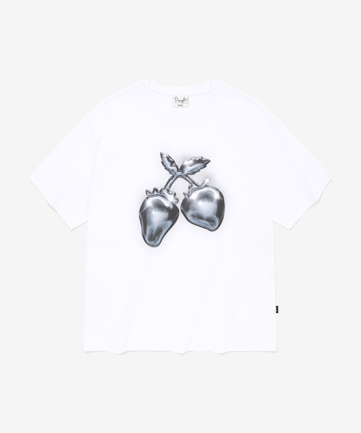 피지컬 디파트먼트(PHYSICAL DEPARTMENT) 우먼즈 메탈 스트로베리 슬림핏 반팔티셔츠 화이트