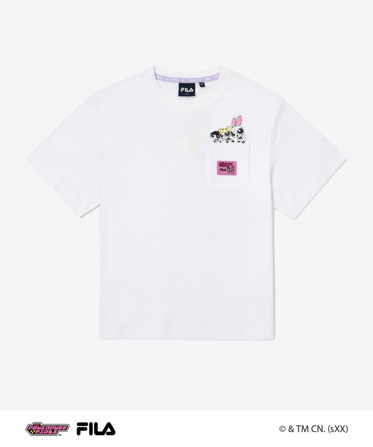 휠라 키즈(FILA KIDS) 파워퍼프걸 포켓 티셔츠(FK2RSG2P01FOWH)