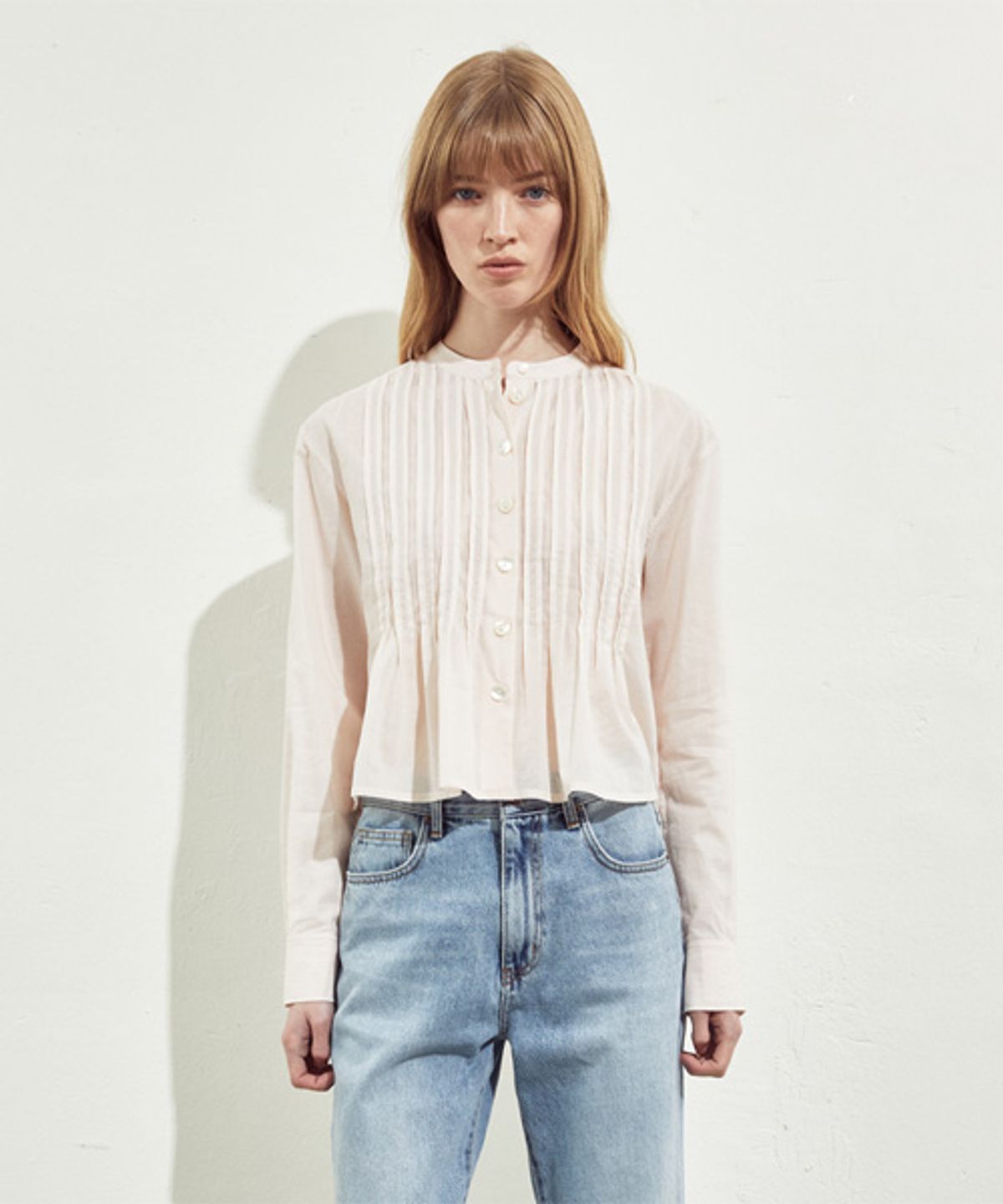리디피(RIDIFI) HENLY NECK PINTUCK BLOUSE_PINK