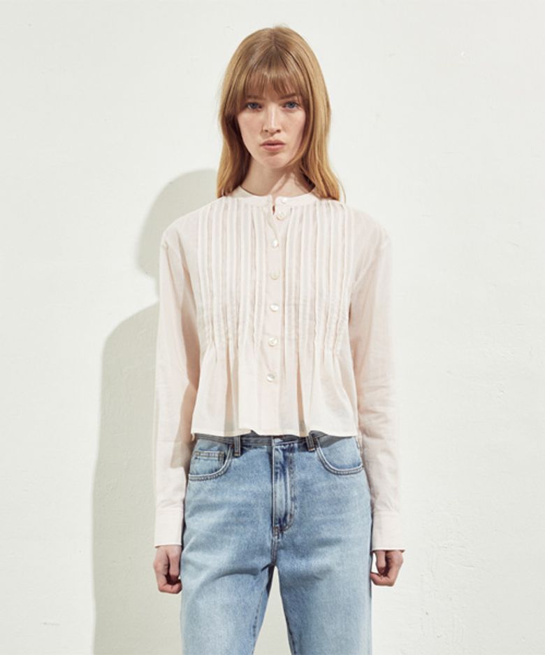 HENLY NECK PINTUCK BLOUSE_PINK
