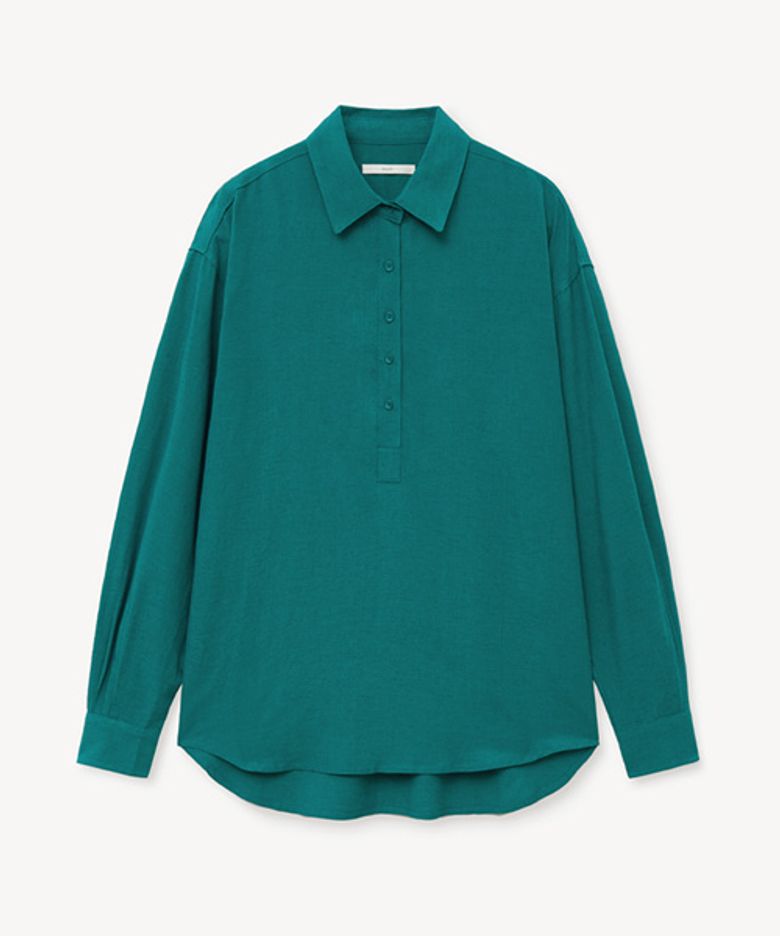 LOOSE-PIT BUTTON SHIRT_BLUEGREEN