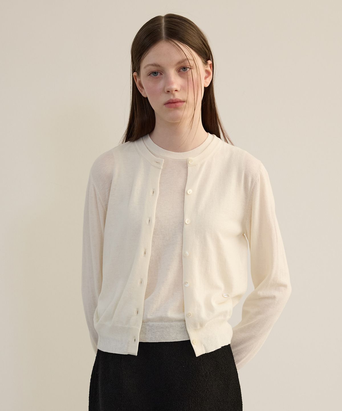 튜드먼트(TTUDEMENT) ESSENTIAL CARDIGAN SET-UP IVORY