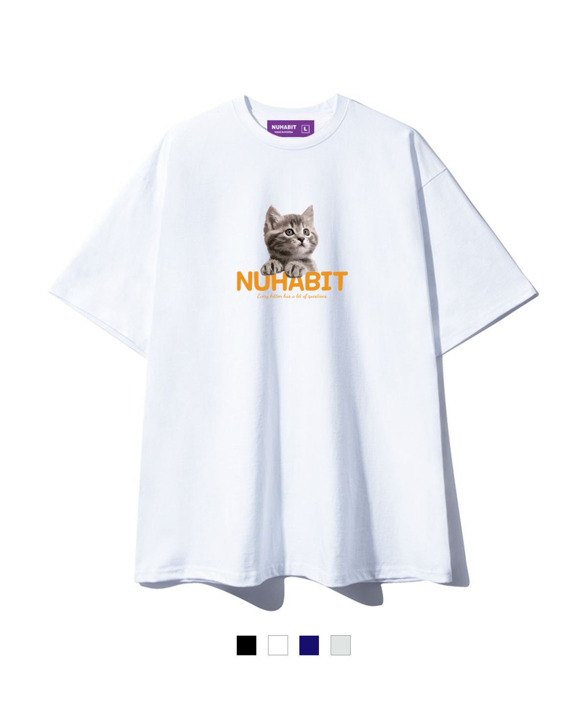 뉴해빗(NUHABIT) N/H CURIOUS CAT 오버핏 반팔 (GOS2-4NH1210)