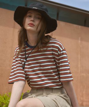 W/빈티지 스트라이프 숏 슬리브 티셔츠(2color)