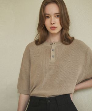 W/쿨 워셔블 헨리넥 하프 니트(4color)