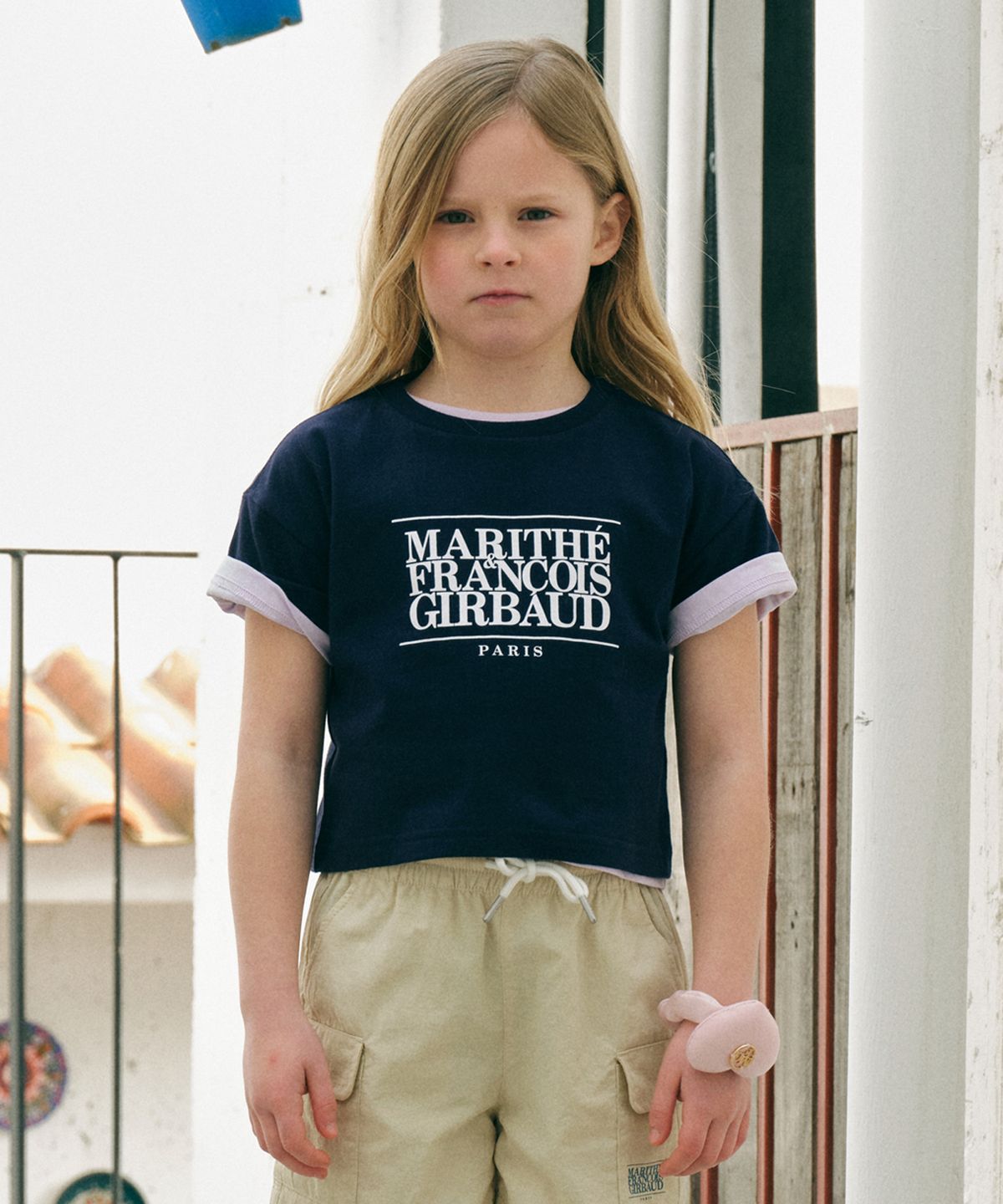 마리떼 키즈(MARITHÉ KIDS) ENFANT W CLASSIC LOGO CROP TEE navy