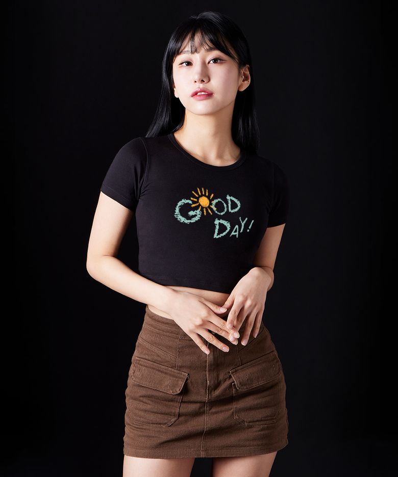 굿데이 수피마 스판 크롭티_블랙