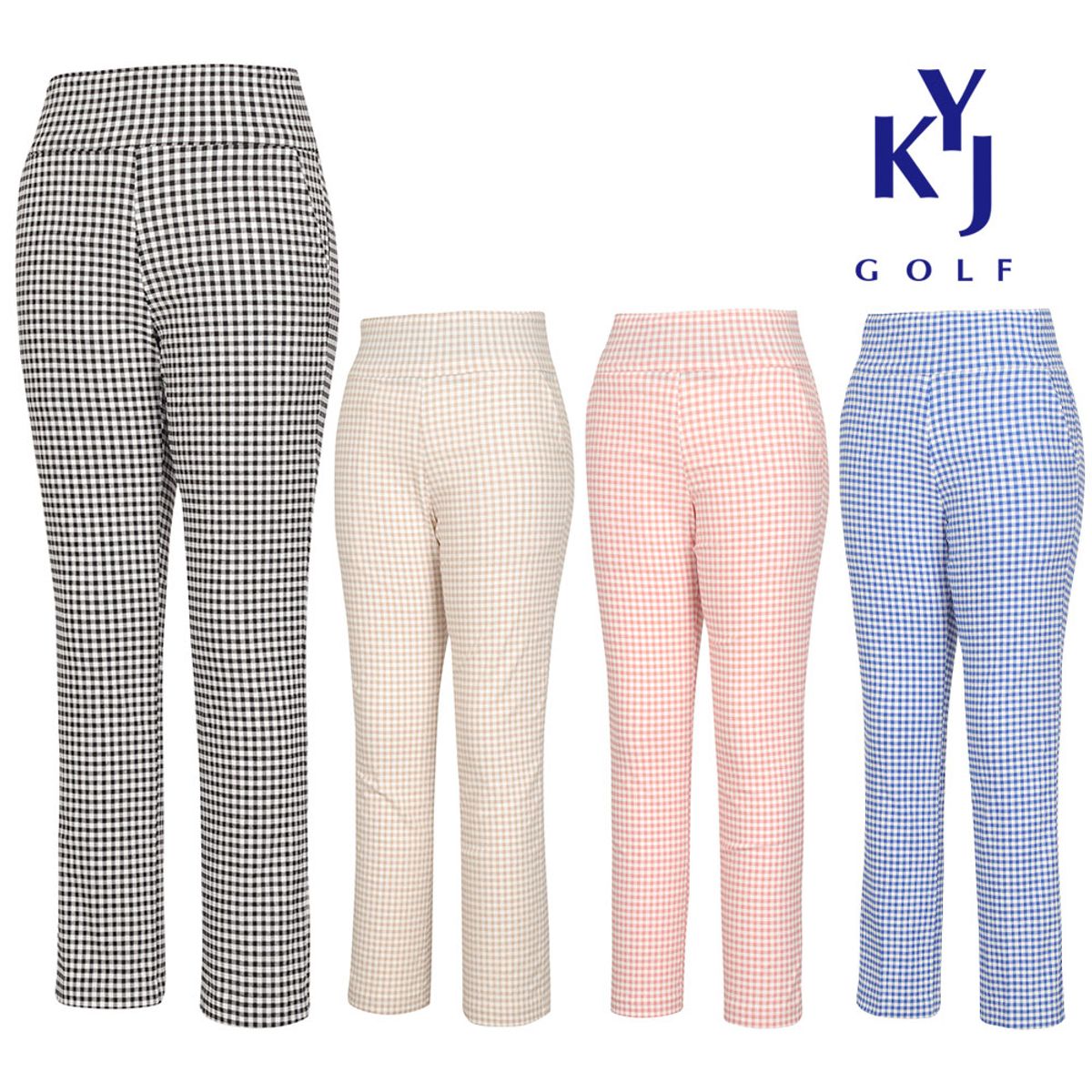 김영주 골프(KIM YOUNG JOO GOLF) 여름 체크  날씬밴딩 일자핏 여성 골프 팬츠 DOMLSL05