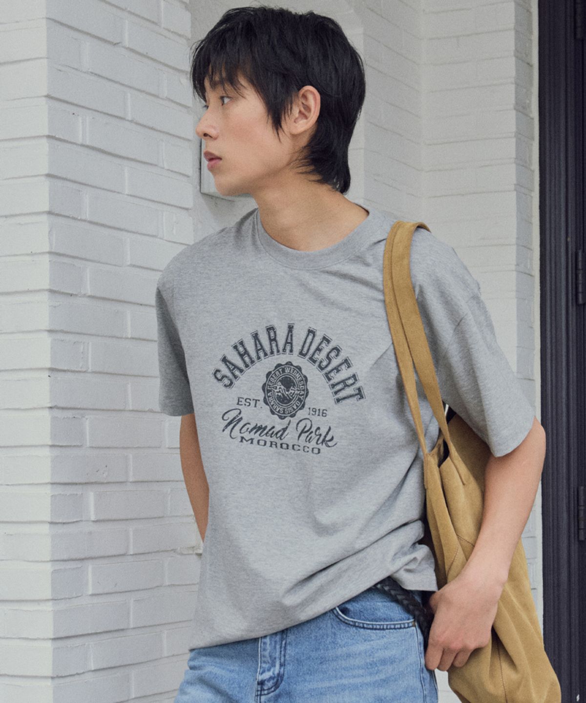 웬즈데이오아시스(WEDNESDAY OASIS) (UNISEX)퓨어코튼 사하라 세미 오버 티셔츠(4color)