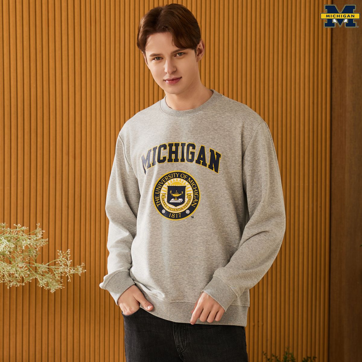 미시간 유니버시티(UNIVERSITY OF MICHIGAN) 남성 맨투맨 유니섹스 그레이