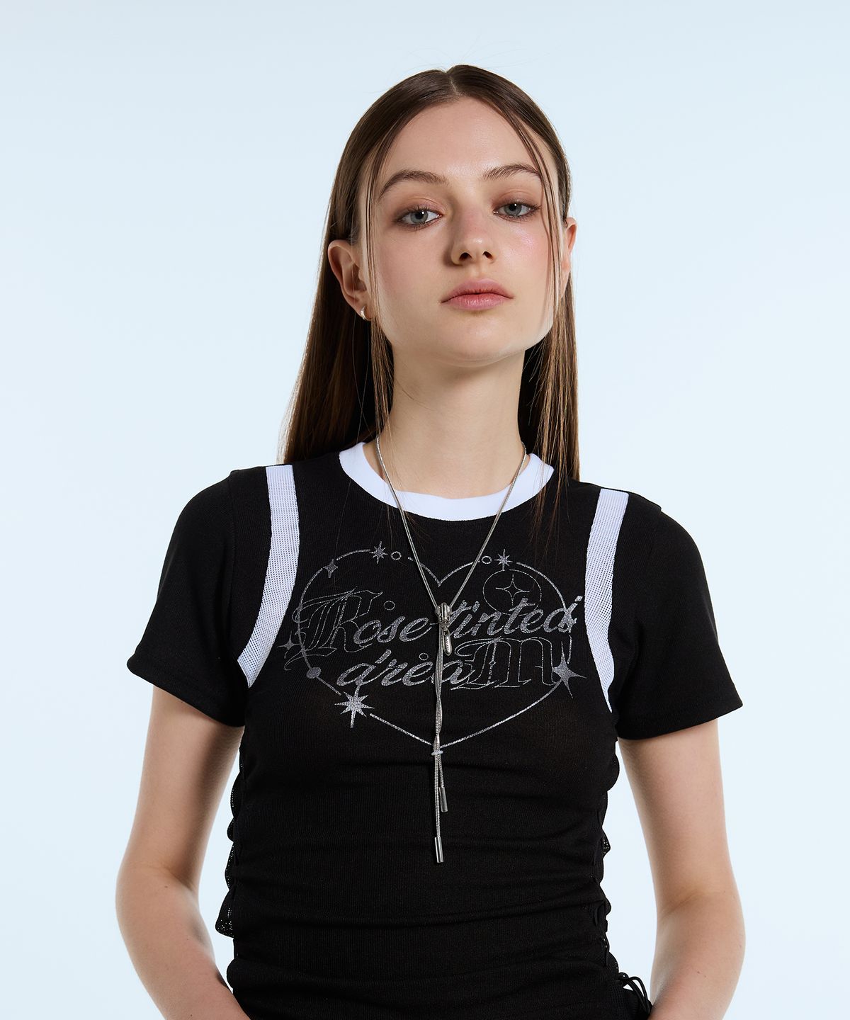 라티젠(LARTIGENT) L11 HEART MESH STRING TOP(BLACK)