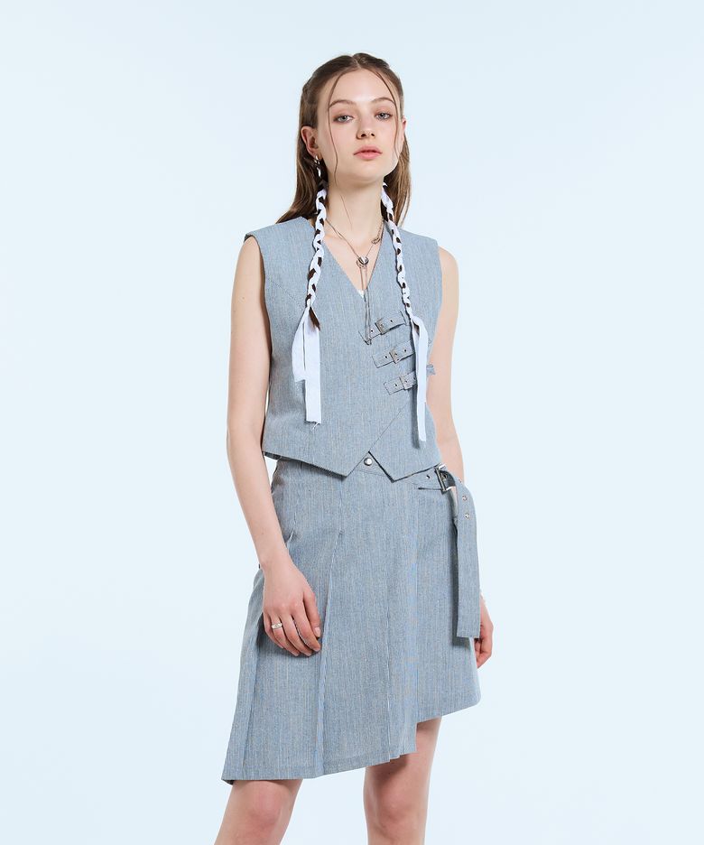L11 BUCKLE PLEATS SET UP(BLUE)