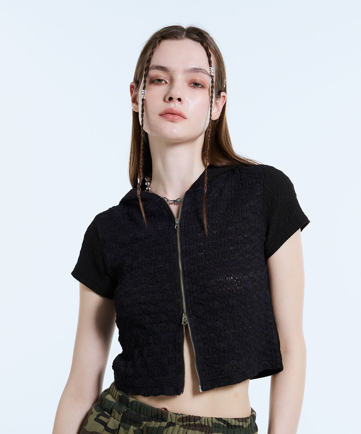 라티젠(LARTIGENT) L11 MIX HOOD ZIP-UP(BLACK)