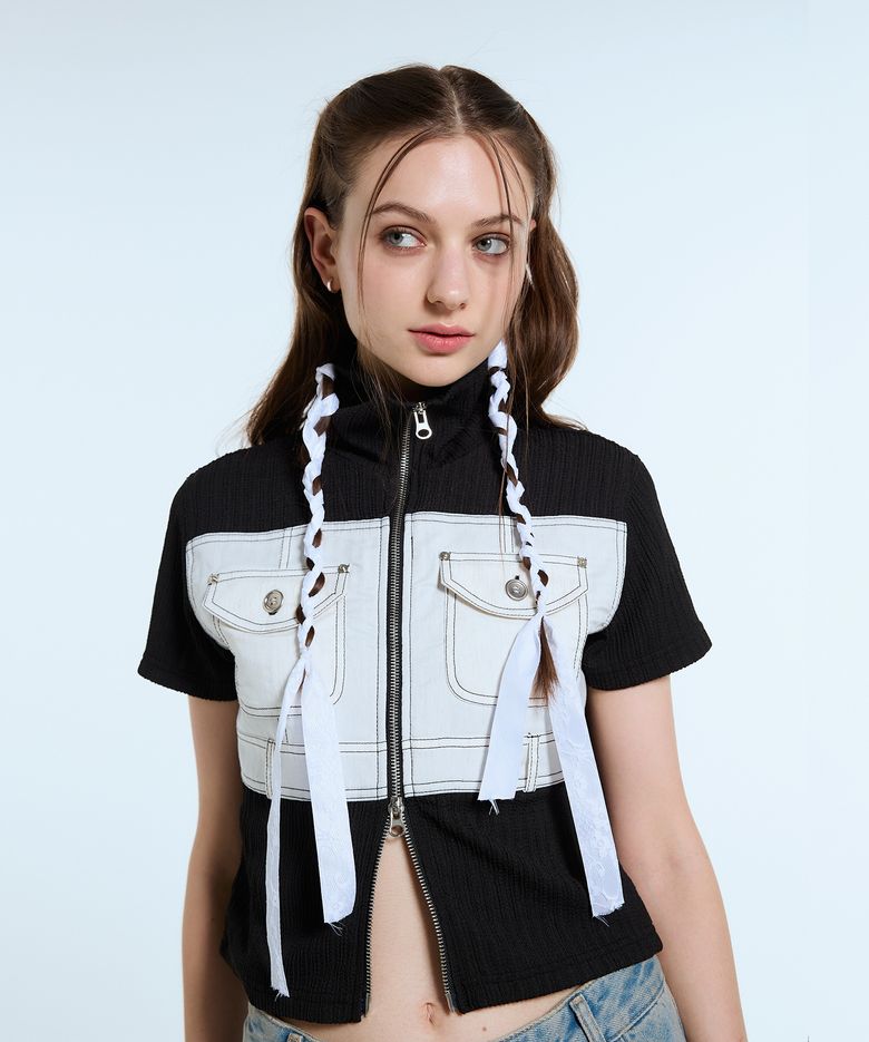 L11 LINEN POCKET ZIP-UP(BLACK)