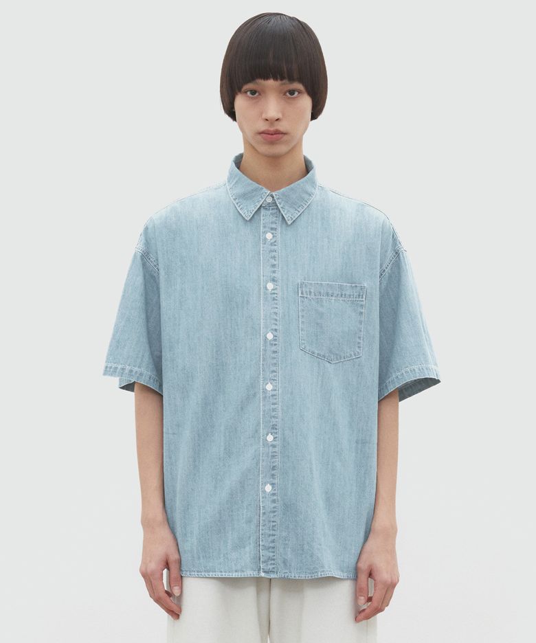 [썸머 린넨라이크]LinenLike Over Short Shirts DCSH005LightBlue