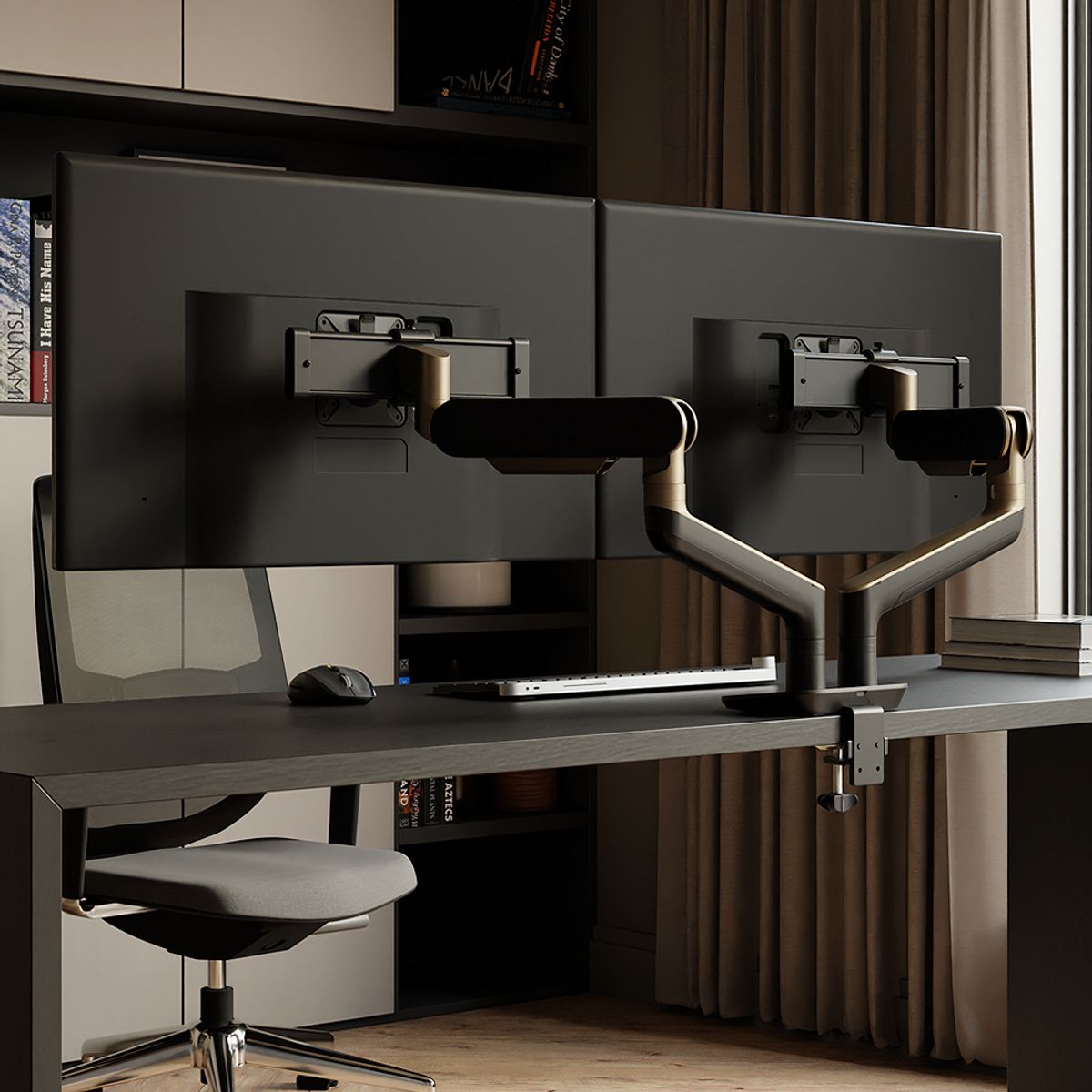펠로우즈(FELLOWES) RIGING 프리미엄 듀얼 슬라이드 모니터암 거치대