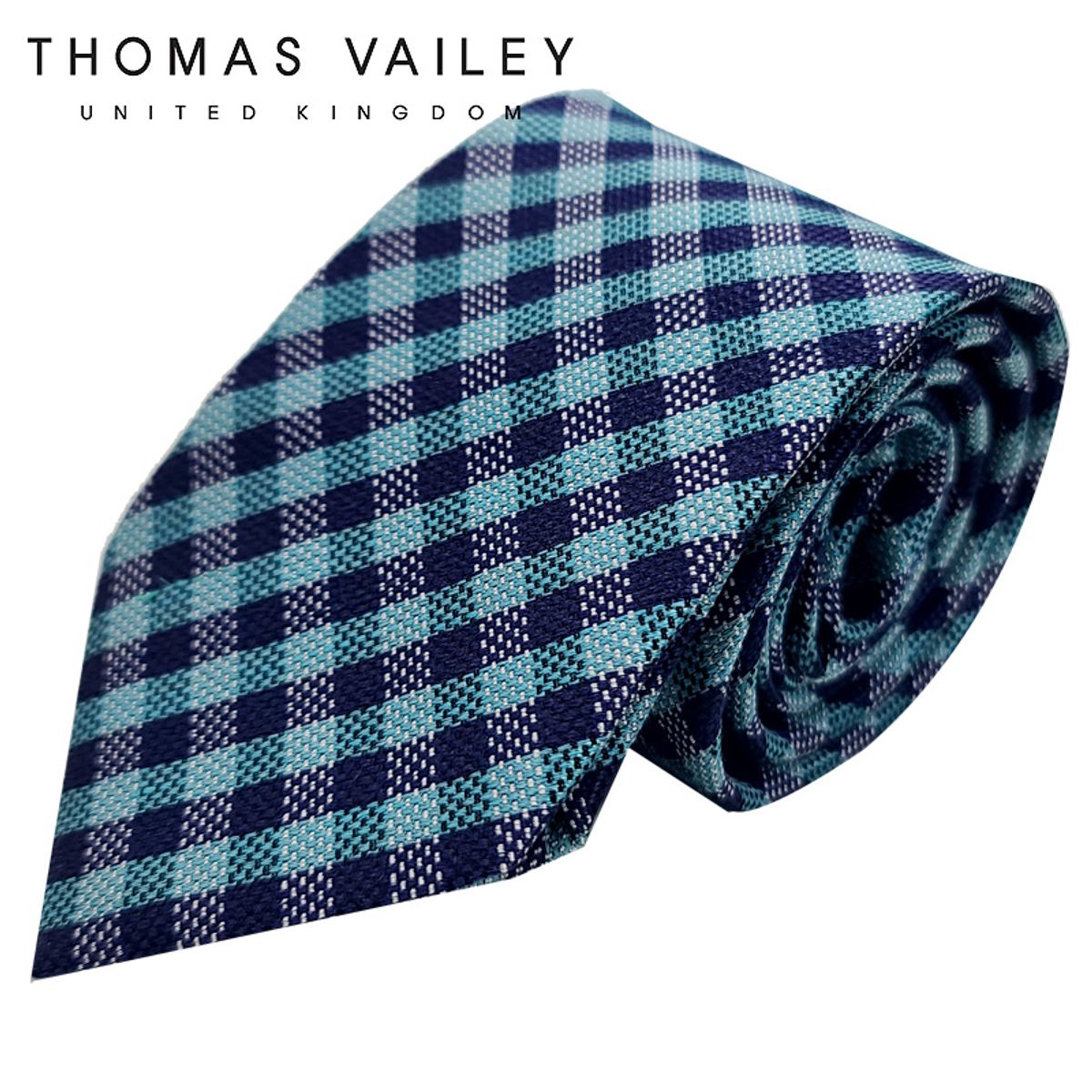 토마스 베일리(THOMAS VAILEY) 실크넥타이-린넨 블루 8cm