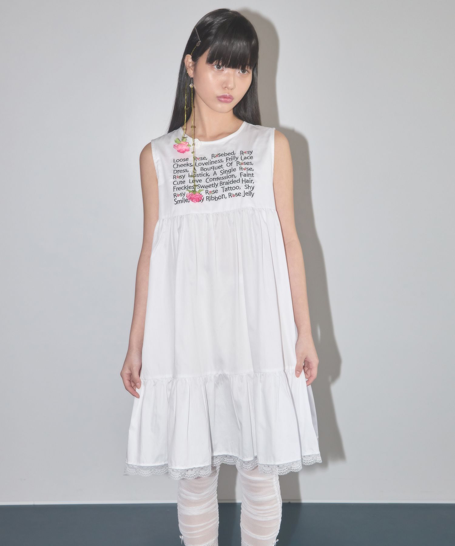 nofficialnoffice☆ROSE POINT LETTERING DRESS MUSINSA | NOFFICIALNOFFICE Rose Point Lettering Dress White