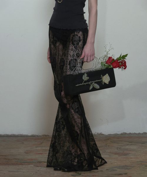 스컬프터(SCULPTOR) Table Cloth Maxi Skirt Glossy Black - 사이즈