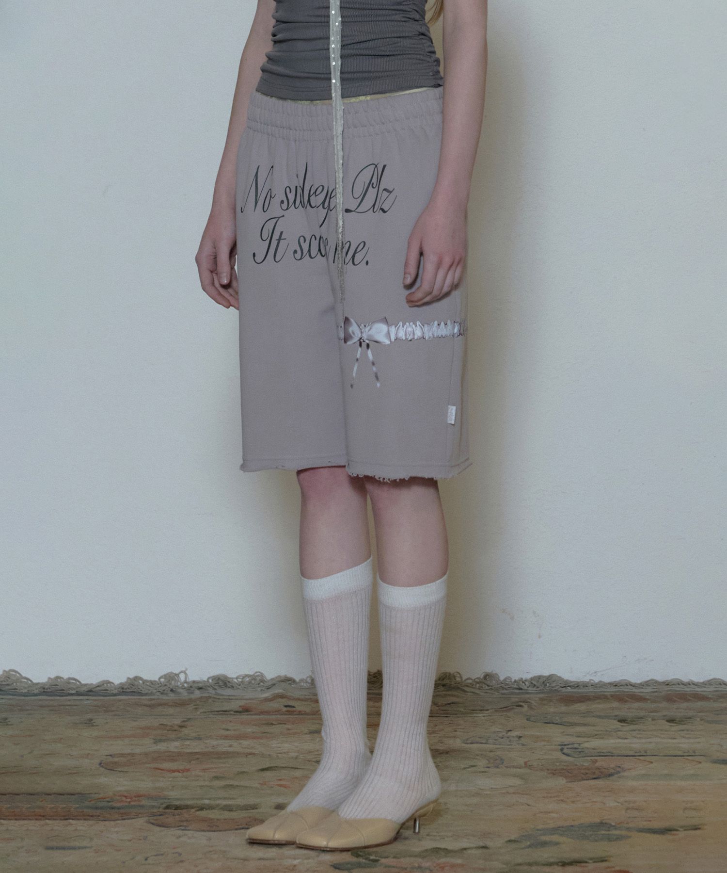 ★SCULPTOR★ Wedding Garter Belt Halfpants Gray SC24S423NMGY MUSINSA | SCULPTOR Wedding Garter Belt Jogger Pants Gray