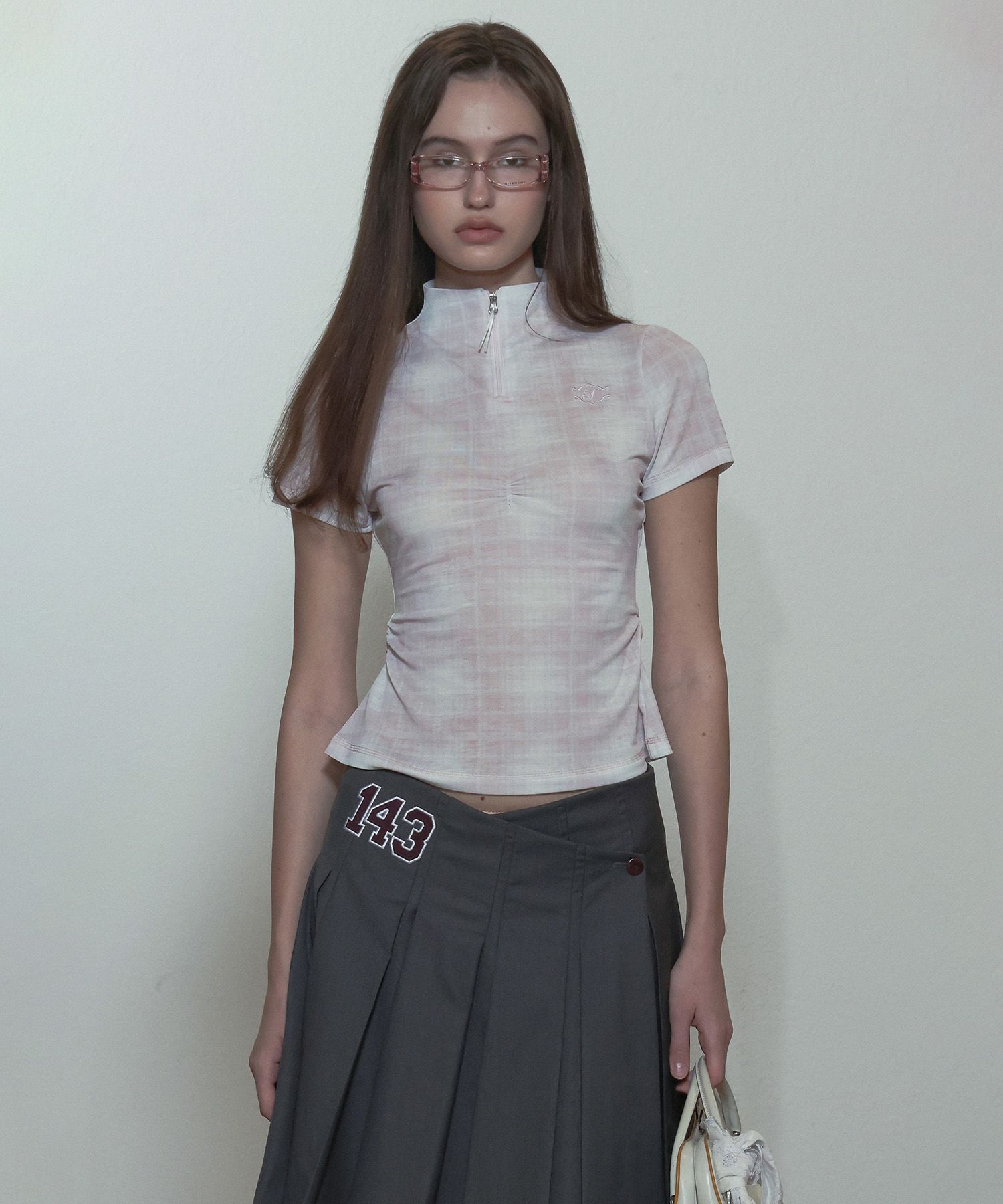 MUSINSA公式 | SCULPTOR Geek Half Zip-Up Pale Pink