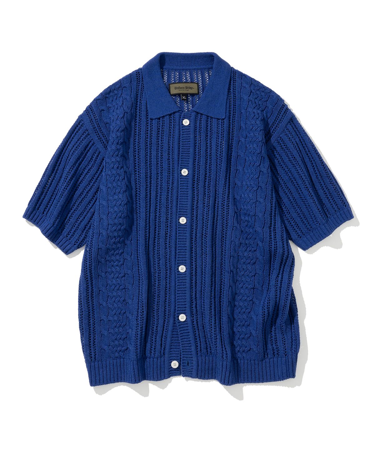 유니폼브릿지(UNIFORM BRIDGE) crochet s/s knit cardigan blue