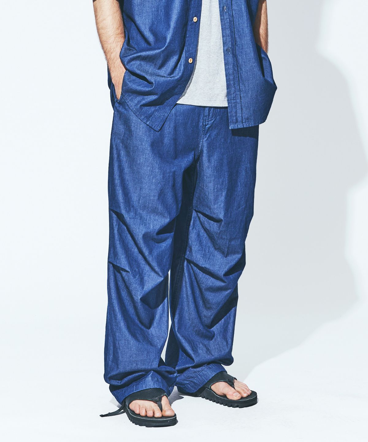 유니폼브릿지(UNIFORM BRIDGE) chambray military pants 4.2oz indigo rinsed