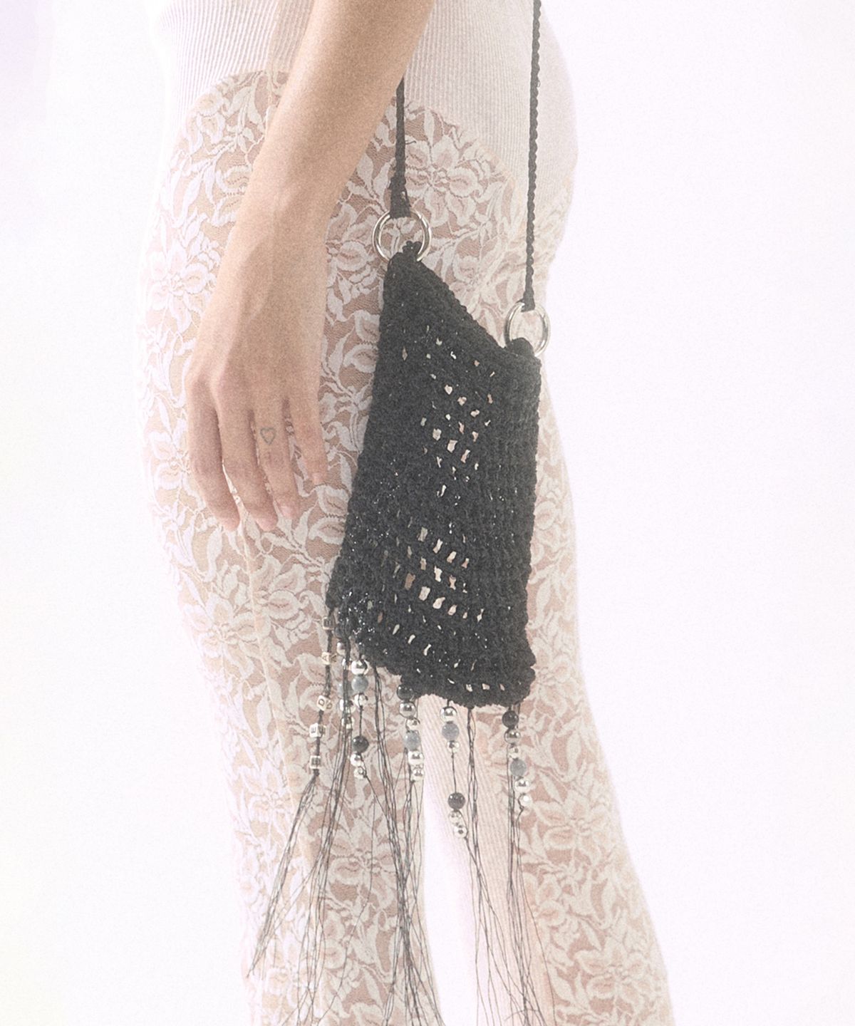 배디(BADEE) Tassel Net Bag Black