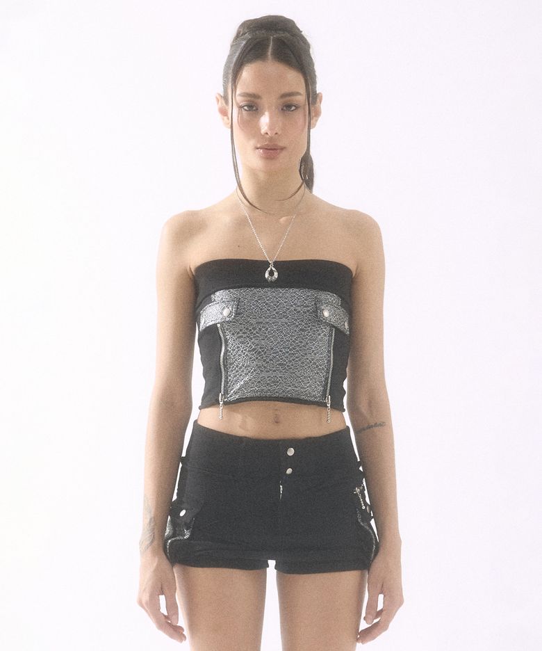 Zipper Sweat Sleeveless Black