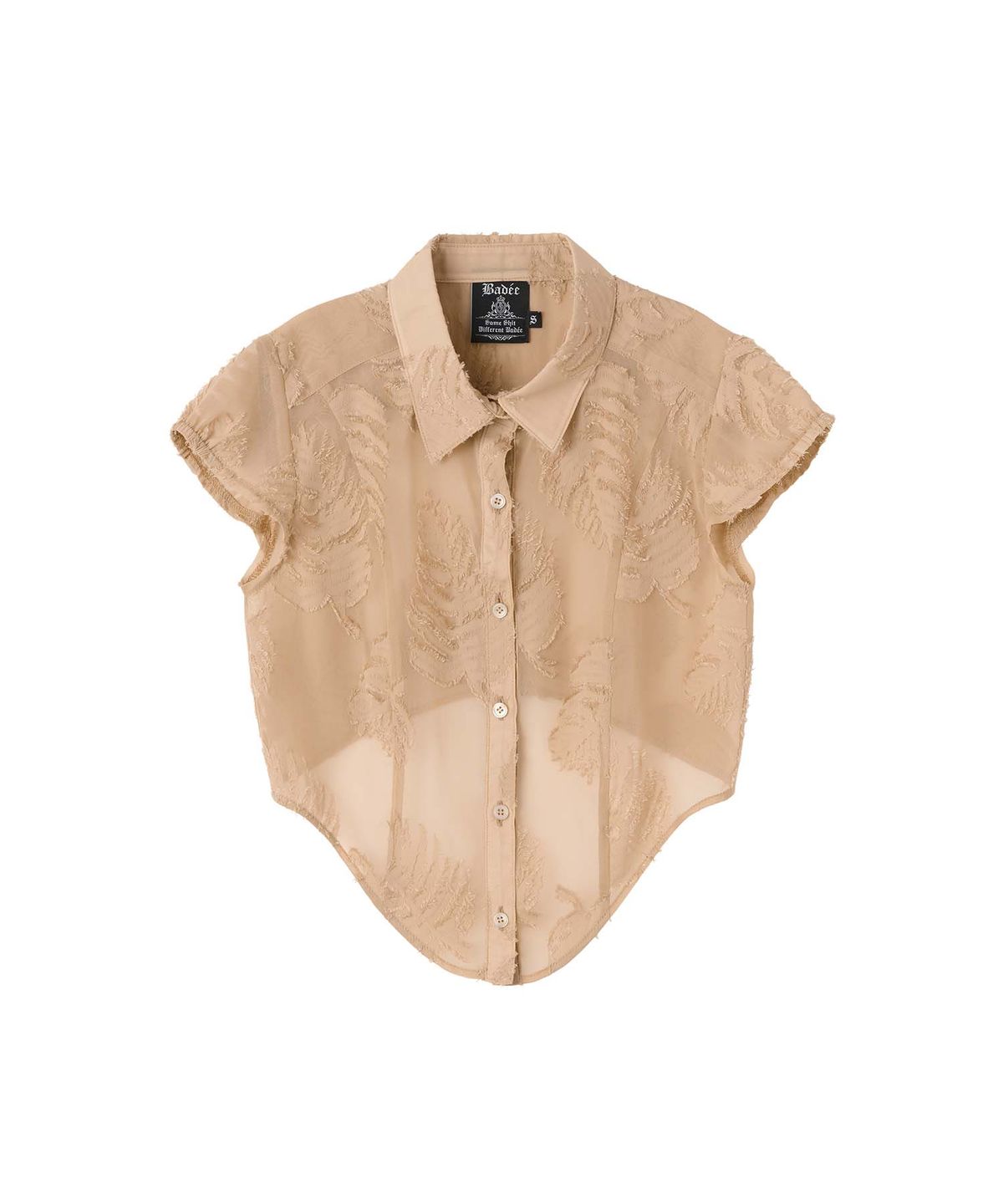 배디(BADEE) Palm Leaves Corset Shirt Salmon