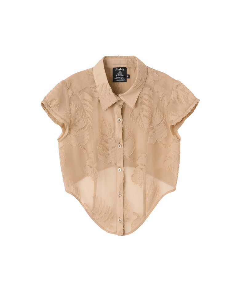 Palm Leaves Corset Shirt Salmon