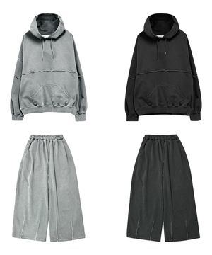 오버로크 웨이브 후드티 벌룬팬츠 셋업_2color