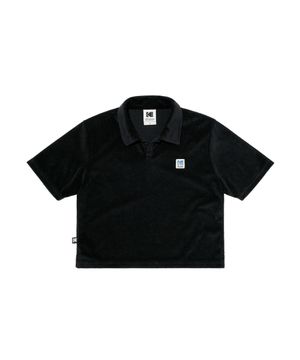 에센셜 테리 크롭 폴로티셔츠 우먼 BLACK