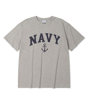 NAVY LOGO TEE_MELANGE GRAY