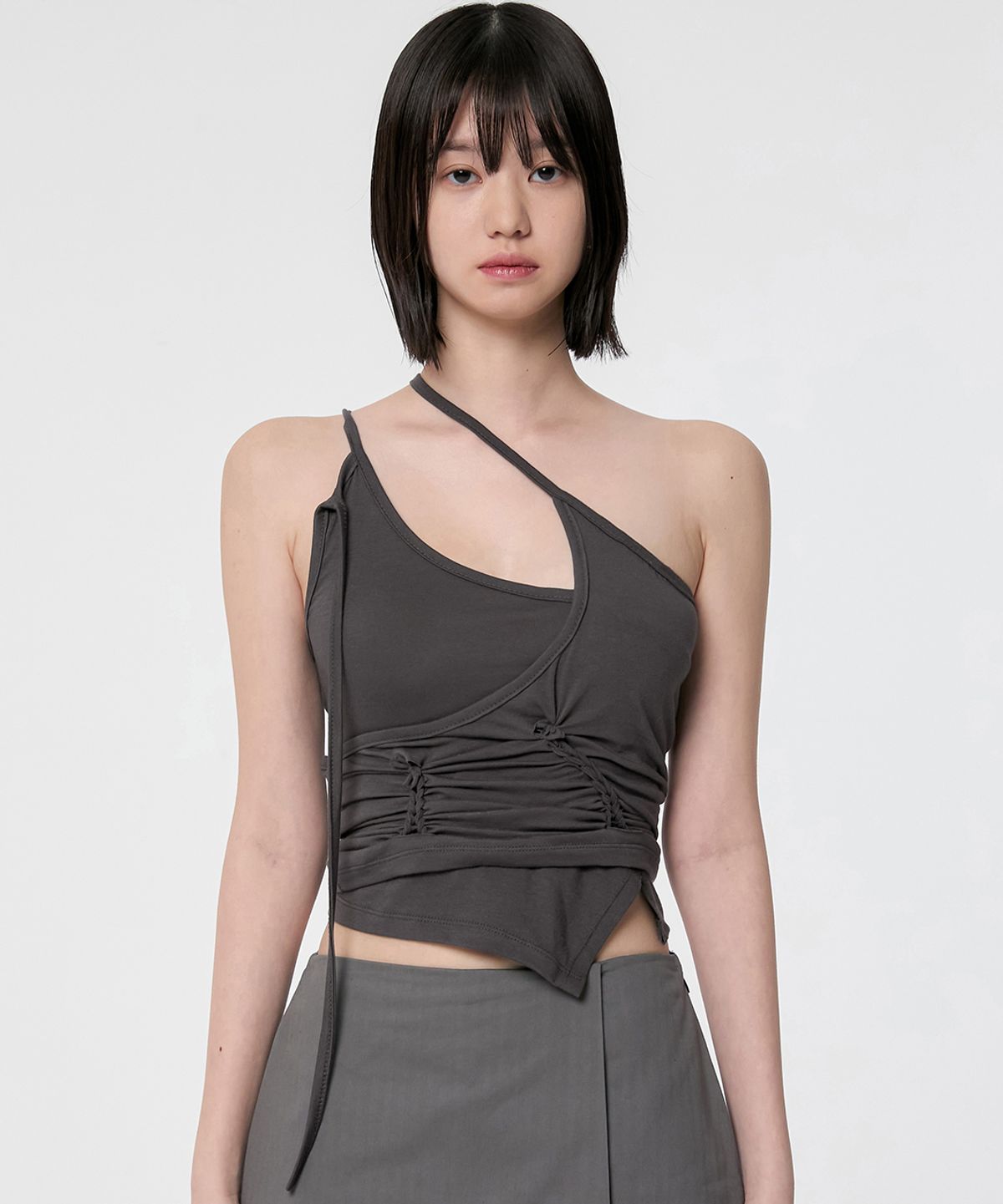 플레어업(FLAREUP) [SET] Handmade Twisted Layered Top (FL-118_Charcoal)