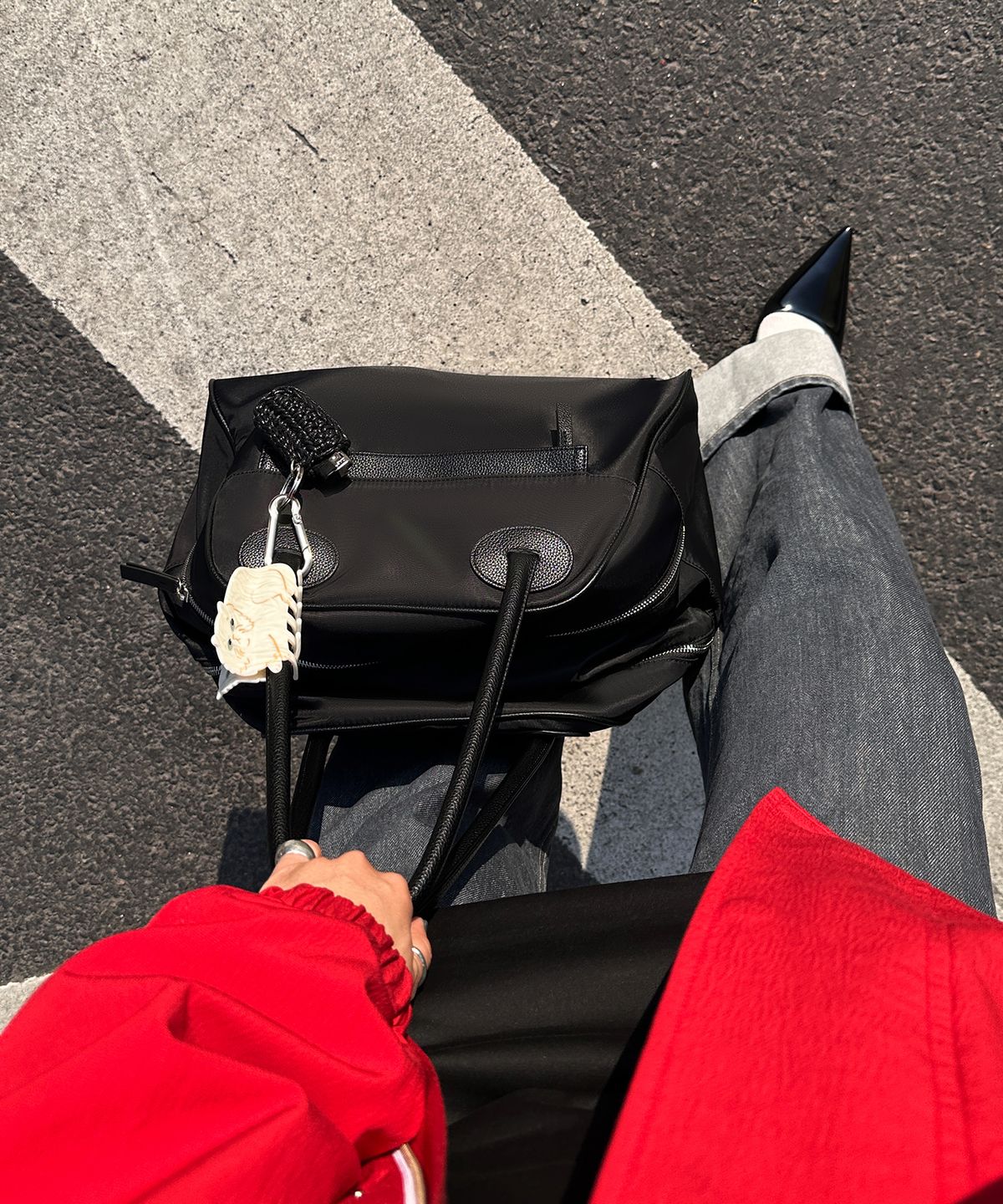 크리스틴프로젝트(CHRISTINE PROJECT) TWO ZIPPER BAG NYLON ORIGINAL(BLACK PEPPER)