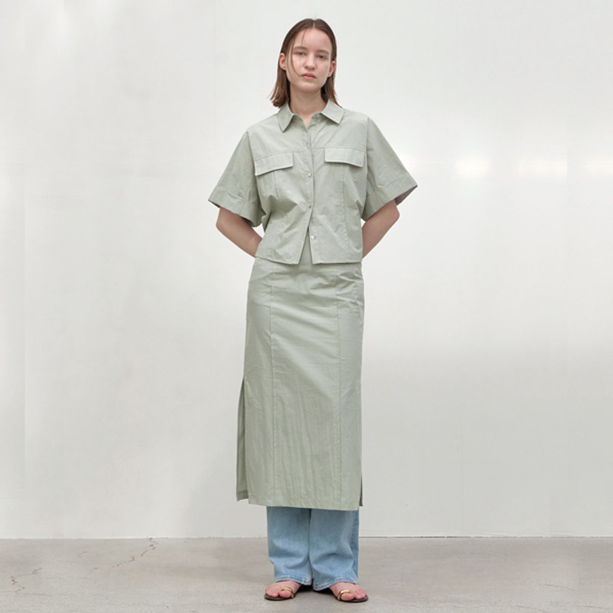아틀리에 나인(ATELIER NAIN) ESSENTIAL PIN TUCK SET-UP SKIRT(SK-4921)