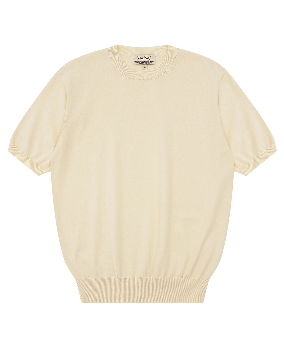 벨리프(BELLIEF) Essential Short Sleeve Round Knit (Ecru)