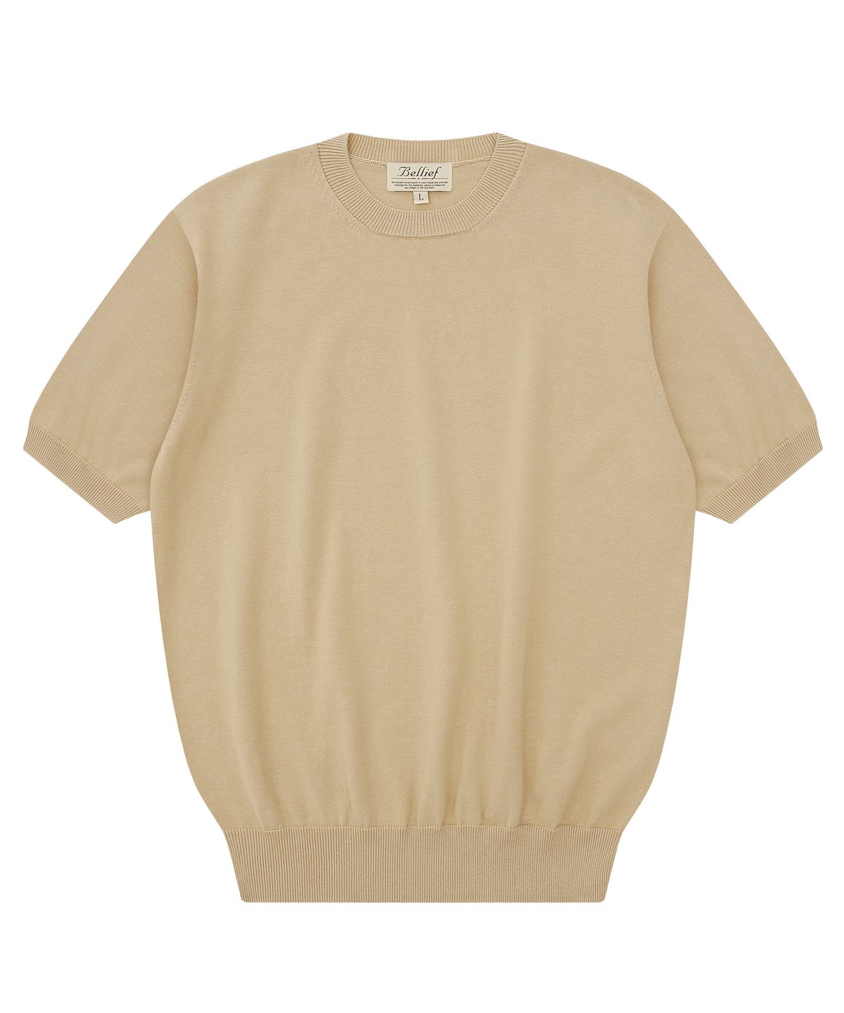 벨리프(BELLIEF) Essential Short Sleeve Round Knit (Beige)